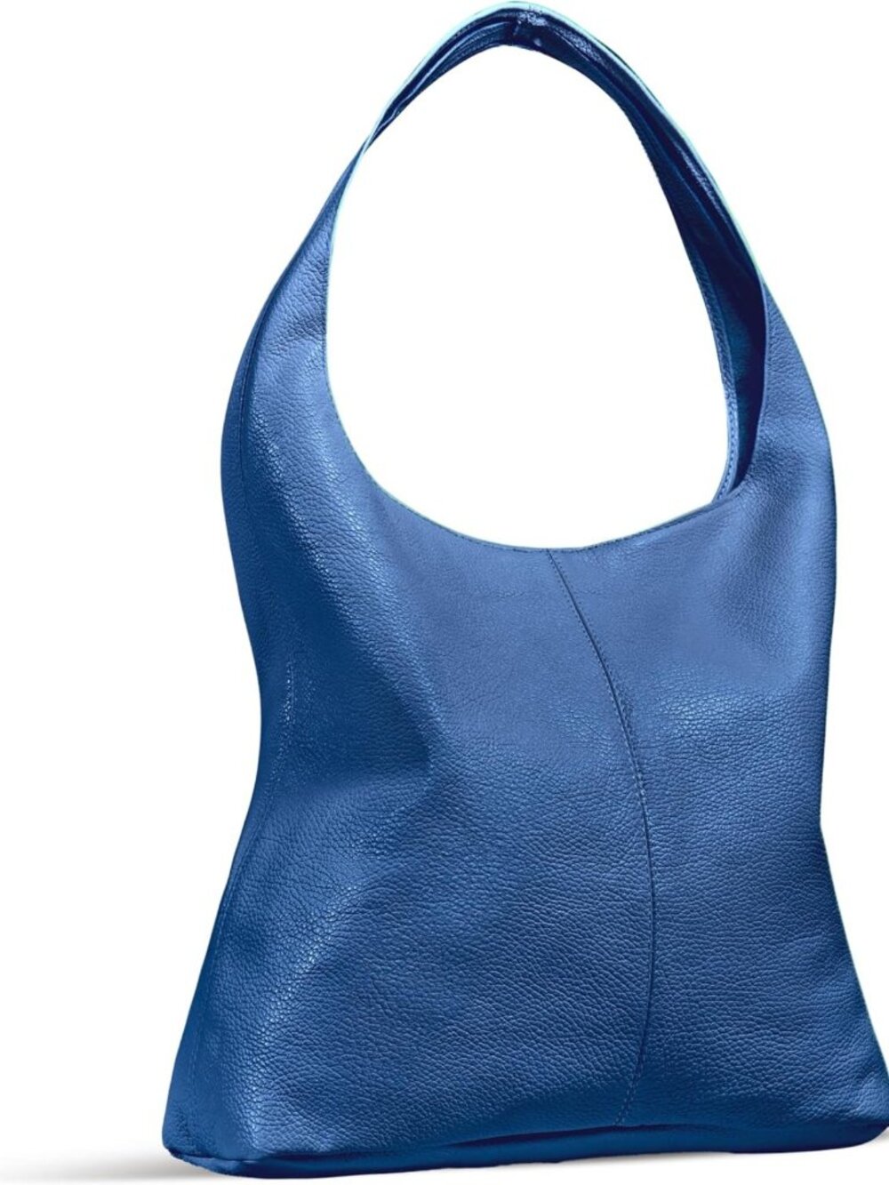 Stylish Large Blue Full-Grain Leather Hobo Handbag for Women - Chic & Versatile